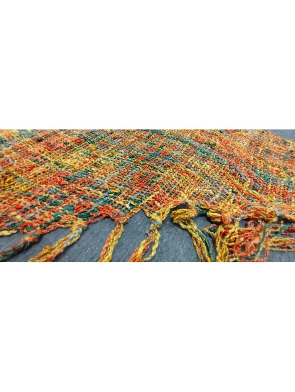 Vintage Bohemian Scarf Earth Multicolor Rayon Fringe Wrap Triangle Scarf UNISEX